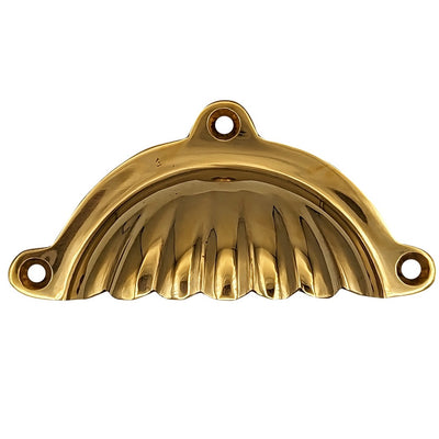 4 Inch Overall (3 1/2 Inch c-c) Solid Brass Scalloped Style Cup Pull