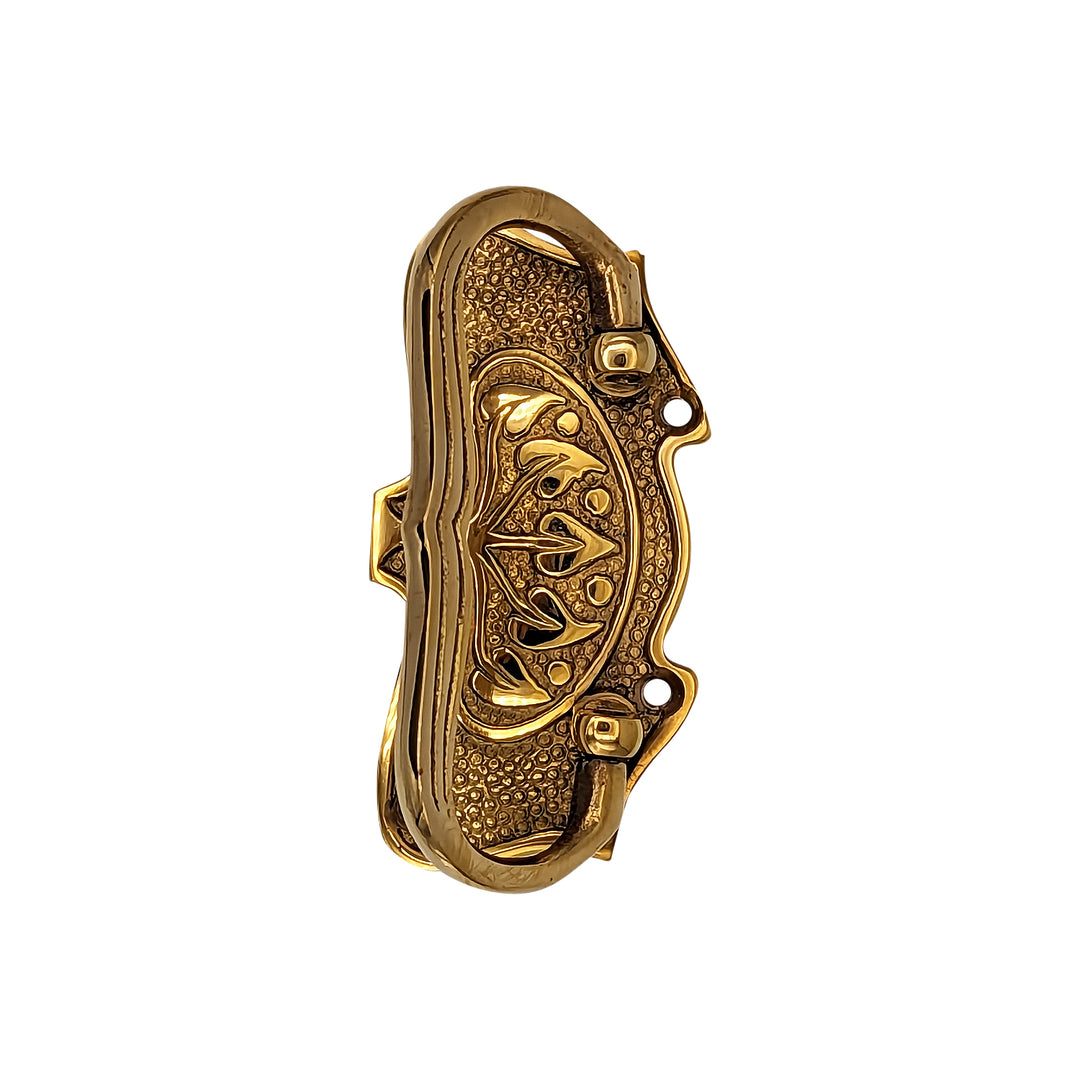 ##Antique Hardware## 3 3/4 Inch Tree of Life Leaf Pattern Solid Brass Drawer Pull