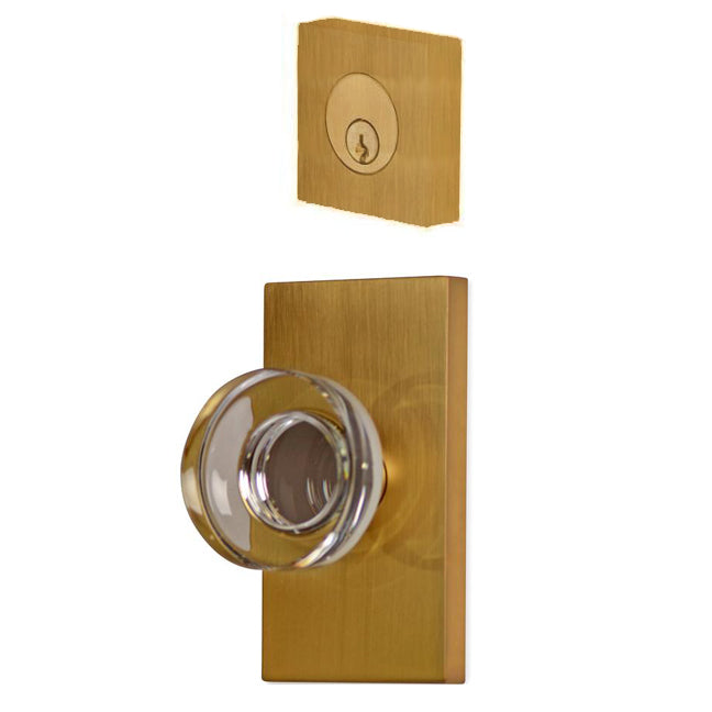 Modern Square Entryway Set with Crystal Disc Knob (Several Finishes Available)