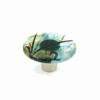 ##Antique Hardware## 1 1/2 Inch Designer Ice Collection Glass Cabinet Knobs & Stainless Steel Finish