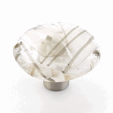 Designer Ice Collection Glass Cabinet Knobs & Stainless Steel Finish