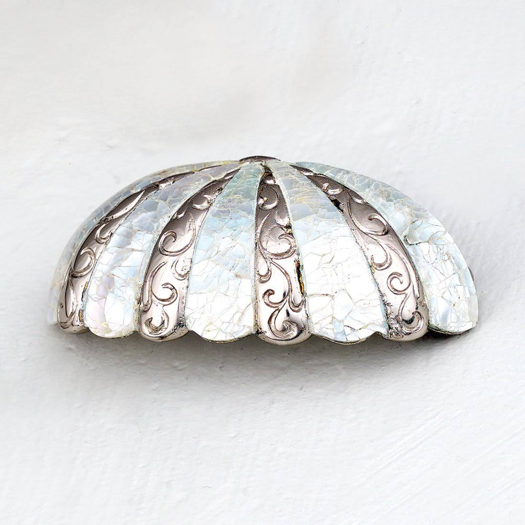 Antique Hardware 3 1/2 Inch (3 Inch c-c) Symphony Inlays Mother of Pearl Cup Pull CABINET PULL