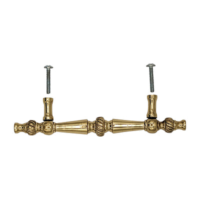 6 1/2 Inch Overall (4 Inch c-c) Solid Brass Georgian Pull (Several Finishes Available)