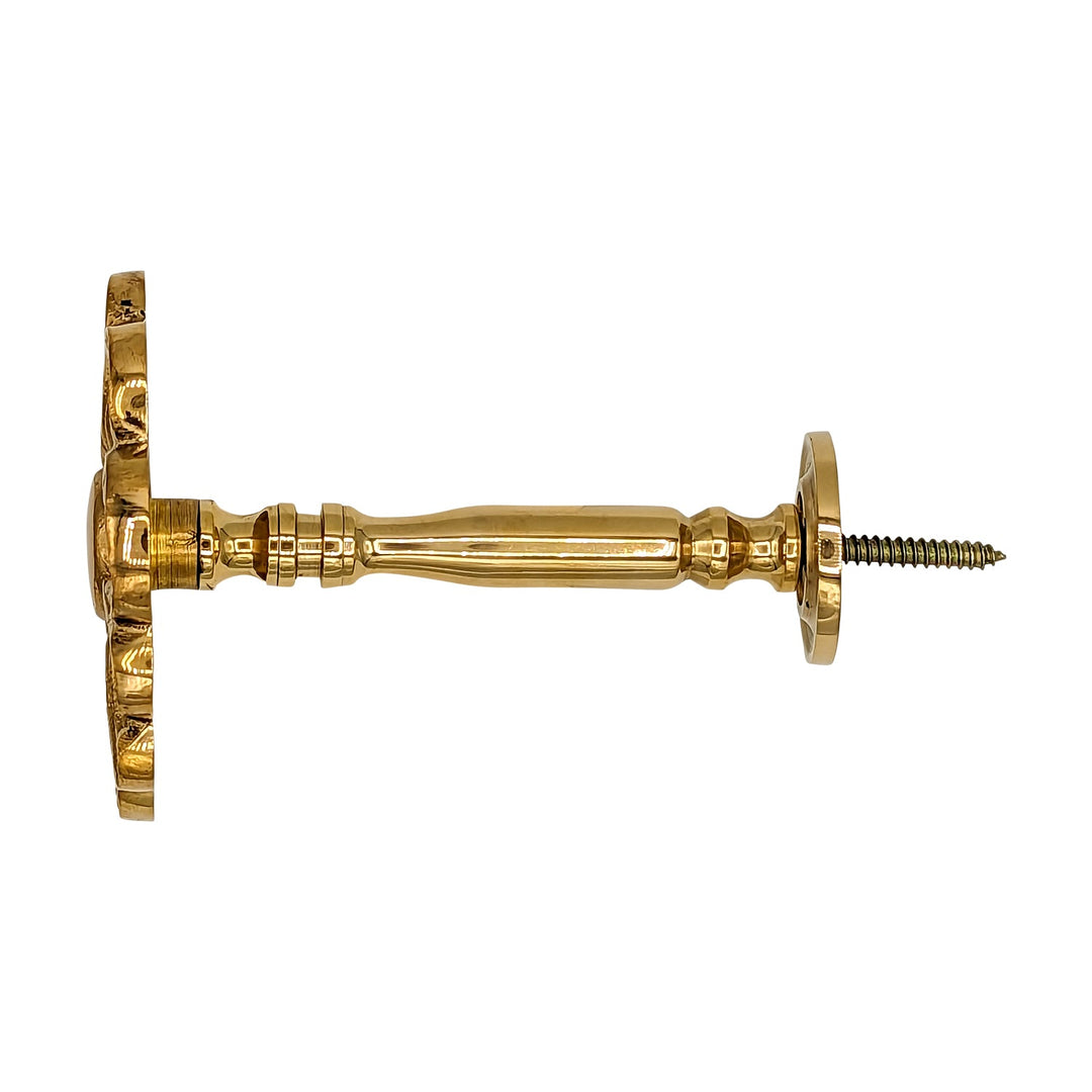 Antique Hardware 3 Inch Solid Brass Floral Curtain Tie Back (Polished Brass Finish) Curtain Holdbacks & Tassels