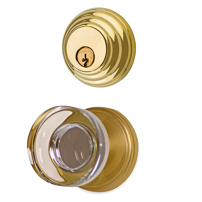 Classic Disc Low Profile Entryway Set with Crystal Disc Knob (Several Finishes Available)
