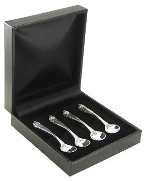 Set of 4 Sterling Silver Old English Floral Pattern (Boxed)