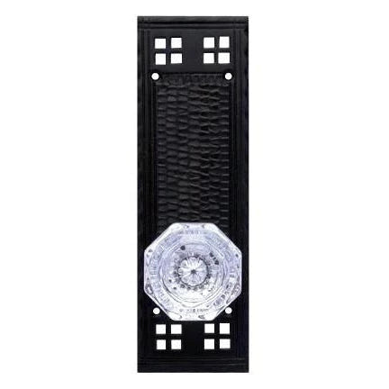 Antique Hardware Craftsman Backplate Door Set with Octagon Crystal Door Knobs (Several Finishes Available) crystal door knobs with backplate