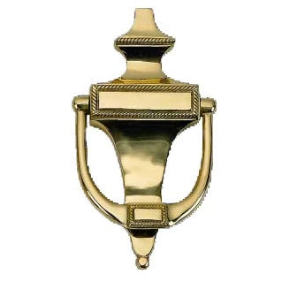 6 1/2 Inch (4 1/4 Inch c-c) Georgian Brass Door Knocker (Polished Brass Finish)