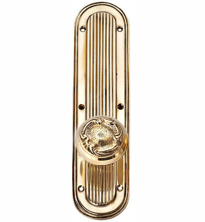 Brass Art Deco Round Door Knob Set