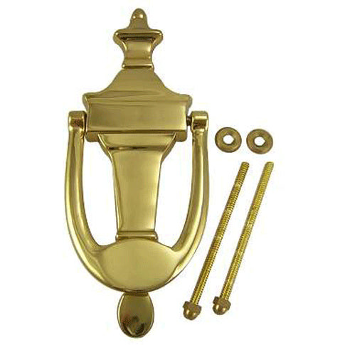 6 3/4 Inch (5 Inch c-c) Solid Brass Traditional Door Knocker (Polished Brass Finish)