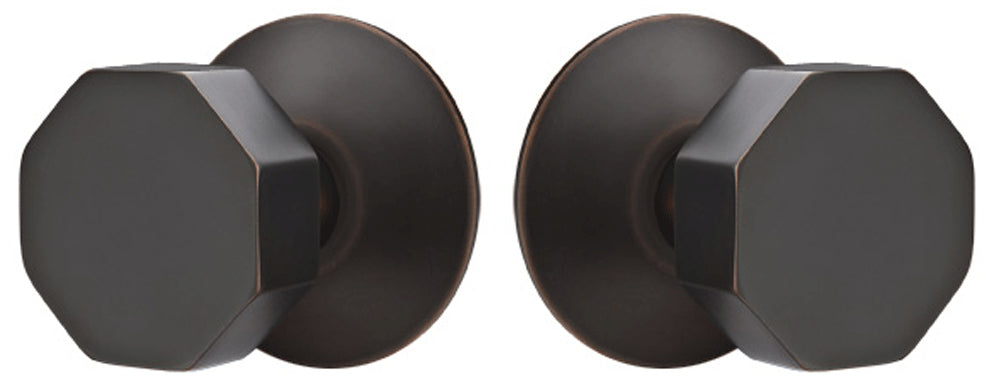 Solid Brass Octagon Door Knob Set With Modern Rosette (Many Finishes)