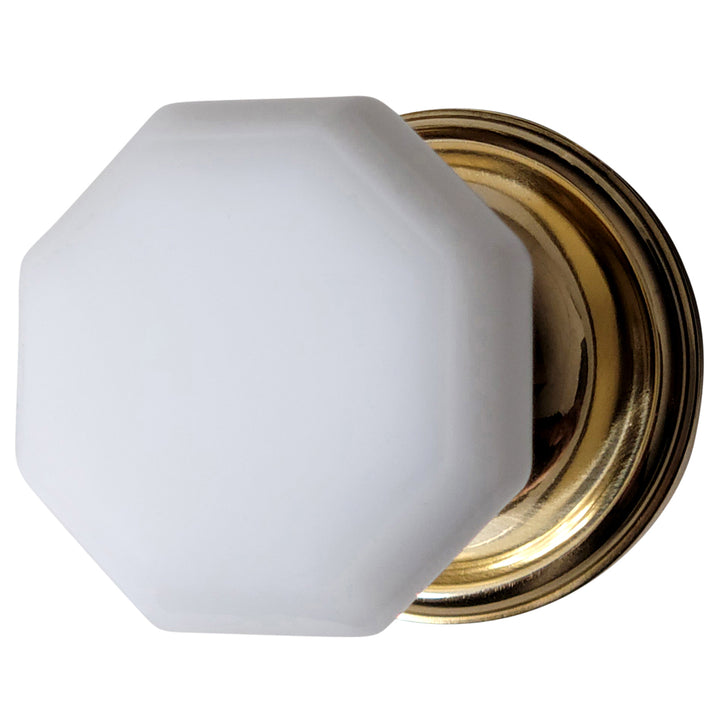 ##Antique Hardware## Traditional Rosette Door Set with Octagon Milk Glass Door Knobs (Several Finishes Availabe)