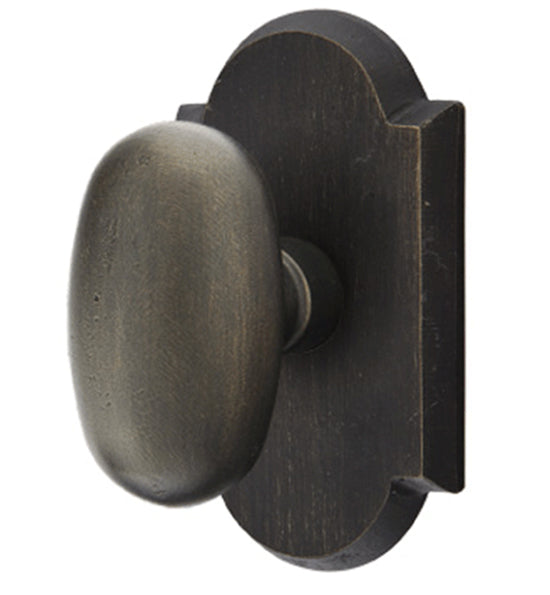 Solid Brass Sandcast Egg Door Knob Set With Arched Rosette
