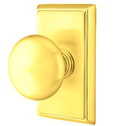 Solid Brass Providence Door Knob Set With Rectangular