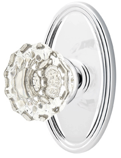 ##Antique Hardware## Crystal Astoria Door Knob Set With Oval Rosette (Several Finish Options)