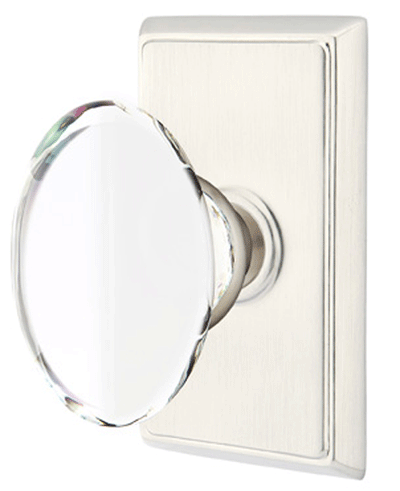 ##Antique Hardware## Crystal Hampton Door Knob Set With Rectangular Rosette (Several Finish Options)