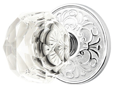 Emtek Diamond Crystal Door Knob Set With Lancaster Rosette
