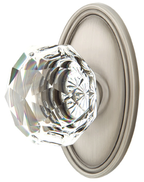 Diamond Crystal Door Knob Set With Oval Rosette
