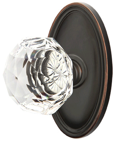 Diamond Crystal Door Knob Set With Oval Rosette