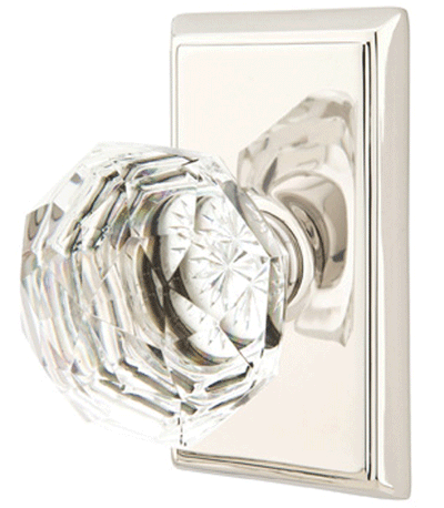 Diamond Crystal Door Knob Set With Rectangular Rosette