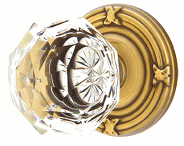 Diamond Crystal Door Knob Set With Ribbon & Reed Rosette