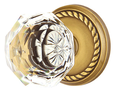 Emtek Diamond Crystal Door Knob Set With Rope Rosette