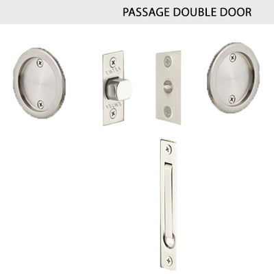 Round Solid Brass Pocket Door Tubular Double Door Set (Several Finish Options)