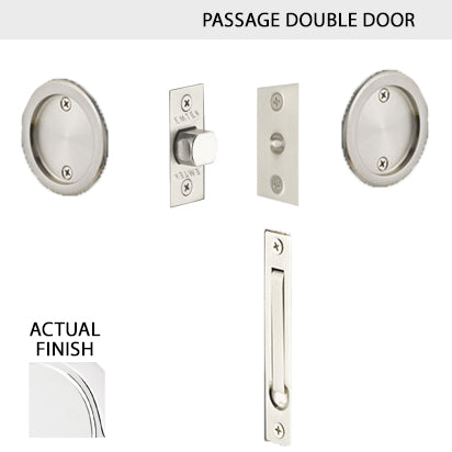 Round Solid Brass Pocket Door Tubular Double Door Set (Several Finish Options)