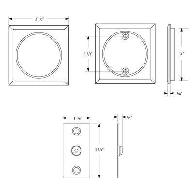 Square Solid Brass Pocket Door Tubular Passage Set (Several Finish Options)