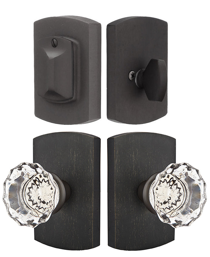 Antique Hardware Emtek Solid Brass Astoria Door Knob Deadbolt with #4 Rosette (Medium Bronze) ENTRYWAY