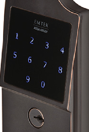 ##Antique Hardware## Emtek EMTouch Classic Style Electronic Keypad Entry Set with Lever in Brushed Nickel Finish