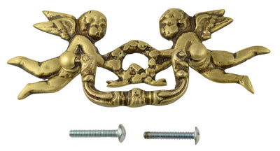 5 1/3 Inch Solid Brass Cherub Bail Pull (Antique Brass Finish)