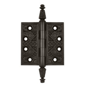 3 1/2 X 3 1/2 Inch Solid Brass Ornate Finial Style Hinge