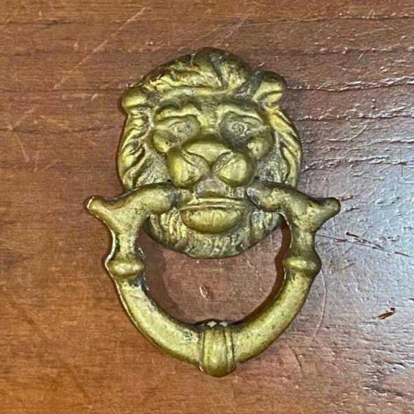 Set of 4 - 2 4/5 Inch Solid Brass Lion Drop Drawer Ring Pull (Original Antique Brass Finish)