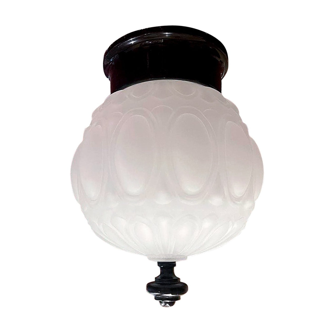 Colonial Style Glass Shade Overhead Ceiling Light Fixture (Flat Black Finish)