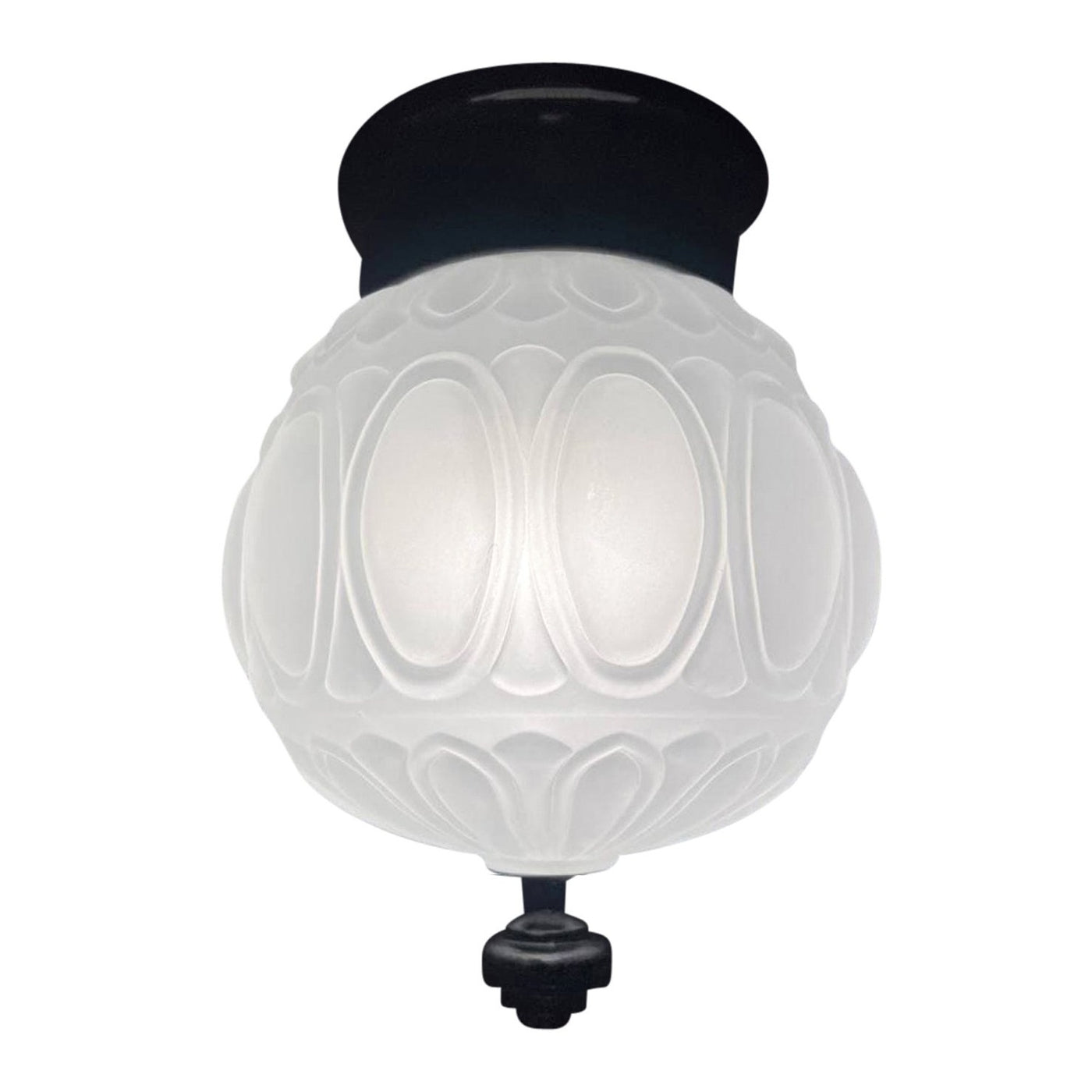 Colonial Style Glass Shade Overhead Ceiling Light Fixture (Flat Black Finish)
