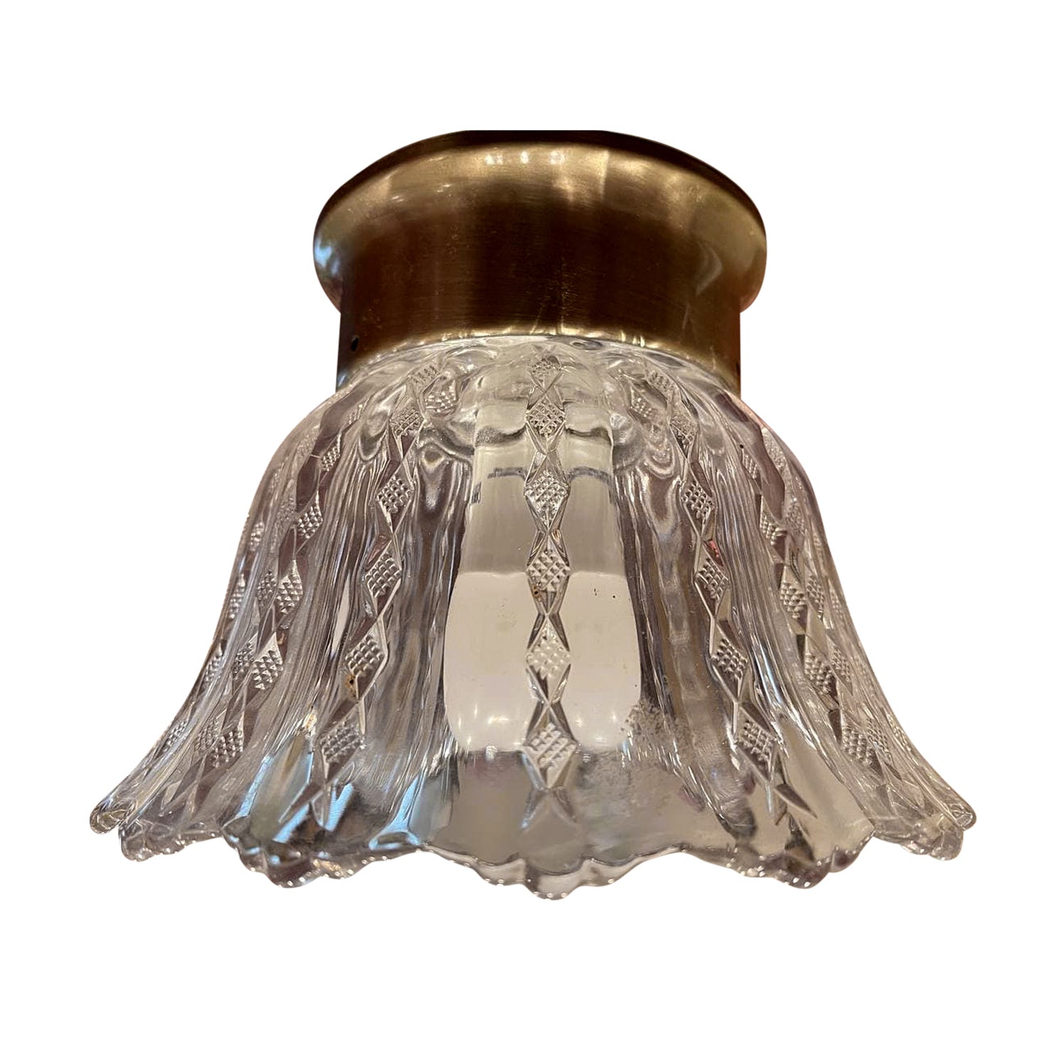 Clear Glass Shade Overhead Ceiling Light Fixture (Antique Brass Finish ...