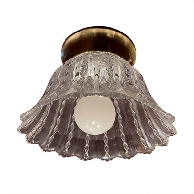 Clear Glass Shade Overhead Ceiling Light Fixture (Antique Brass Finish)