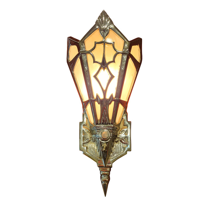 Wall sconce Flame with 2024 a fused glass shade; art glass; european sconce