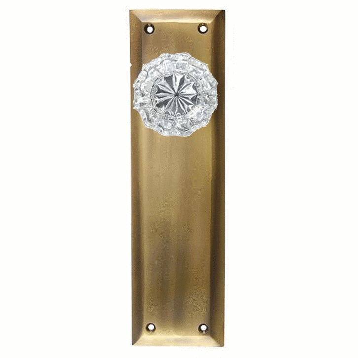 Quaker Backplate Door Set with Fluted Crystal Door Knobs (Several Finishes Available)
