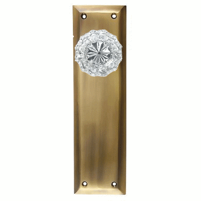 Quaker Backplate Door Set with Fluted Crystal Door Knobs (Several Finishes Available)