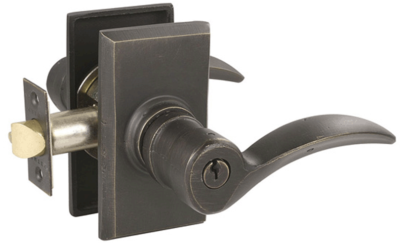 Solid Brass Durango Key In Door Lever with #3 Rosette
