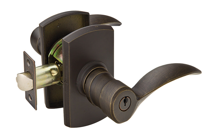Solid Brass Durango Key In Door Lever with #4 Rosette