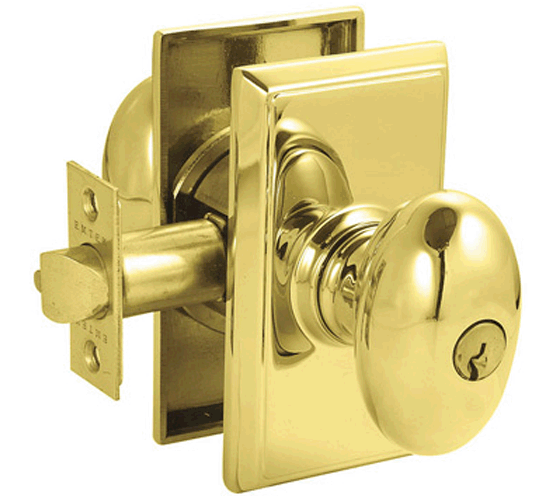 Solid Brass Egg Key In Door Knob with Modern Rectangular Rosette