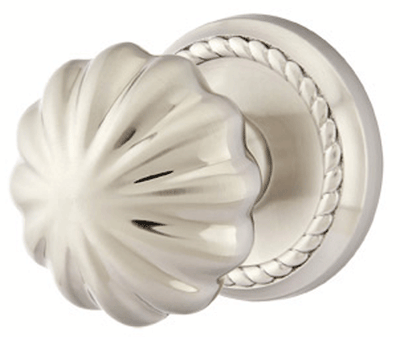 Solid Brass Melon Door Knob Set With Rope Rosette