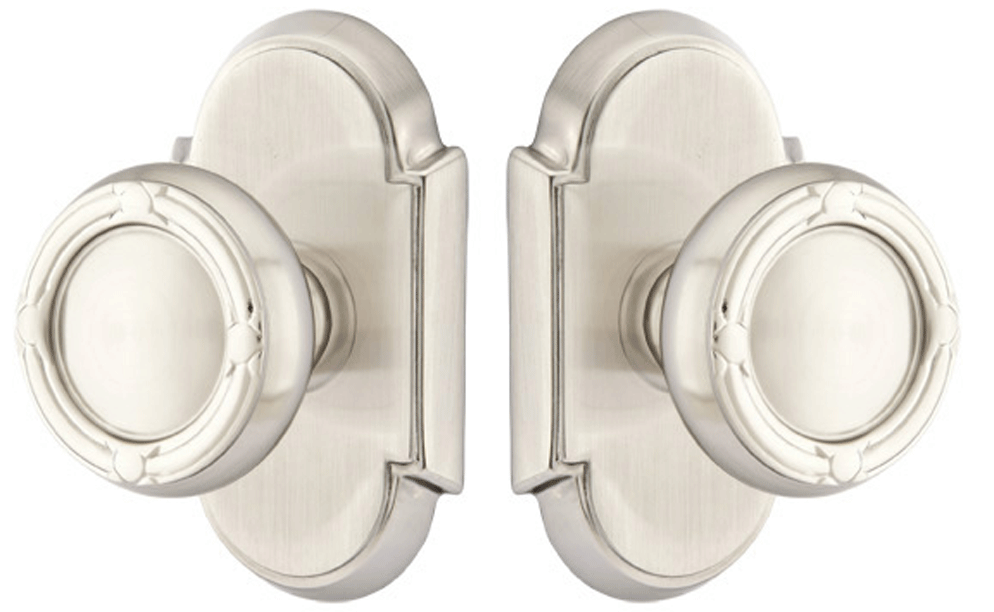 Solid Brass Ribbon & Reed Door Knob Set With # 8 Rosette