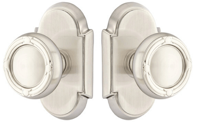 Solid Brass Ribbon & Reed Door Knob Set With # 8 Rosette