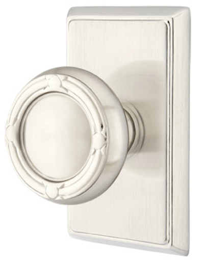 ##Antique Hardware## Solid Brass Ribbon & Reed Door Knob Set With Rectangular Rosette (Several Finish Options)