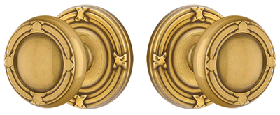 Solid Brass Ribbon & Reed Door Knob Set With Ribbon & Reed Rosette