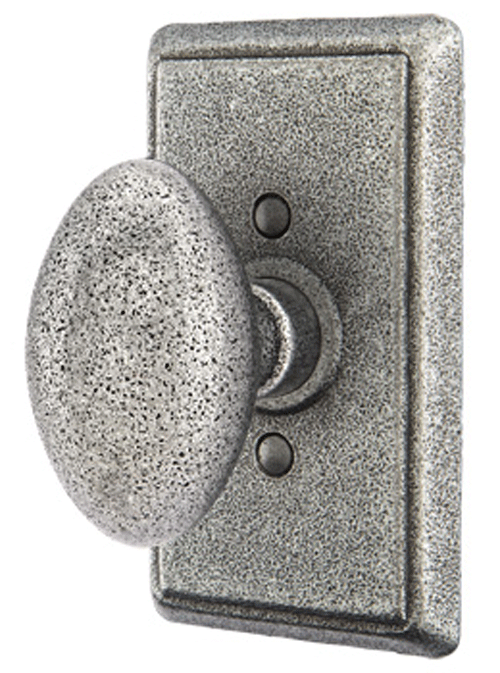 Solid Brass Savannah Door Knob Set With Rectangular Rosette